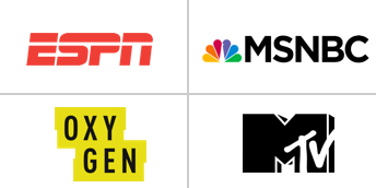 ESPN, MSNBC, Oxygen, and MTV logos